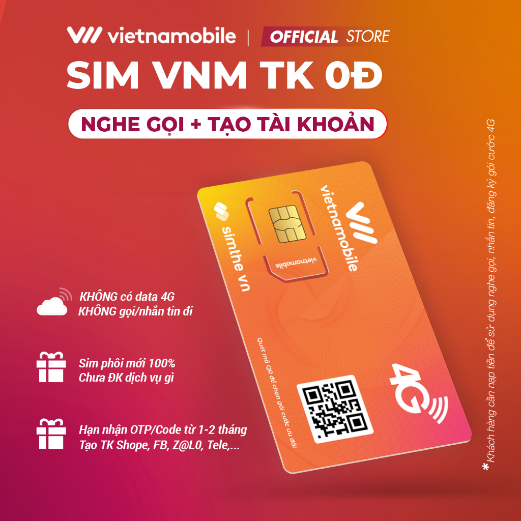 [MỚI 100%] Sim Vietnamobile TK 0đ - KHÔNG CÓ 4G. Có Thể Tạo Tài Khoản ...