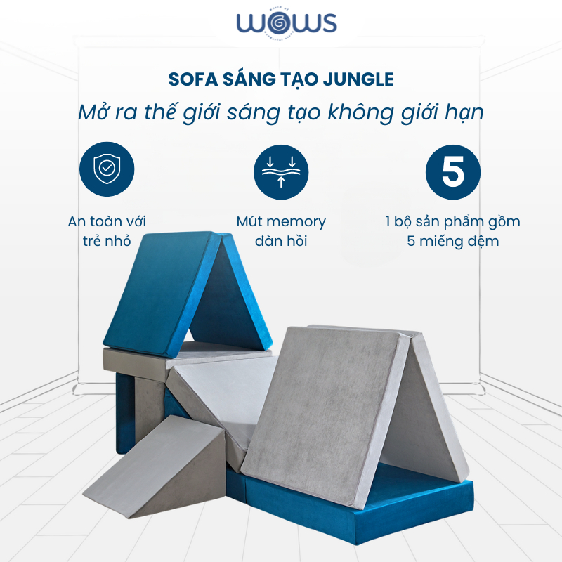 Ảnh WOWS - Bộ 5 Đệm Foam Xếp Hình Dành Cho Trẻ Em - Sofa Sáng Tạo Jungle 1