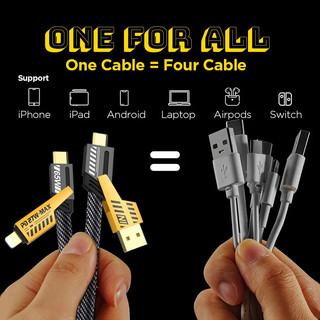 Dây Cáp Sạc Nhanh 4 Trong 1 65W Cho Android Usb Type C, Cáp Sạc Đa Cổng Nhiều Dây Sạc Usb 88490