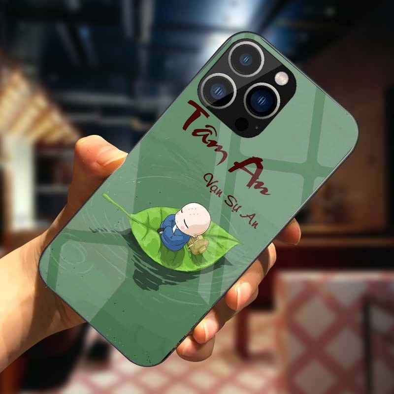 Ốp Lưng IPHONE 16, 16 PLUS, 16 PRO, 16 PROMAX Mặt Lưng Kính Cường Lực In 3D Cao Cấp