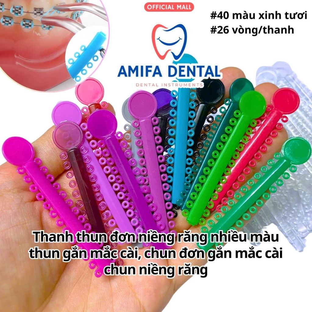 Set 10 Thanh Thun Đơn Chỉnh Nha, Chun Tại Chỗ Niềng Răng, Chun Đơn, Chun Niềng Răng Trong Suốt Hoặc Nhiều Màu