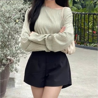 Quần Sooc Vải Nữ Cạp Chìm Ống Vừa Thời Trang