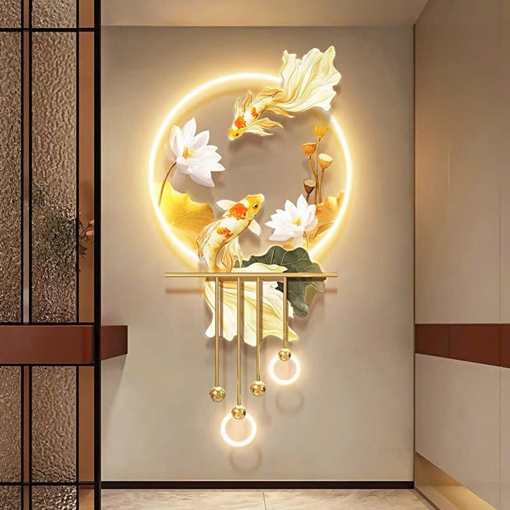 Tranh Đèn Led cá chép hoá rồng Mica Cao Cấp, Decor, Trang Trí Phòng ...