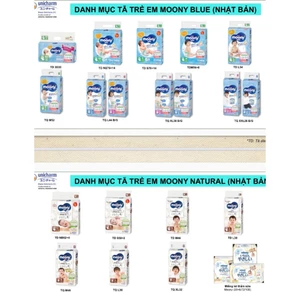 Bỉm /Tã dán quần Moony Xanh Tiêu chuẩn/ Natural đủ size Nb96/S84/M58/ L54/ L44/ Xl44