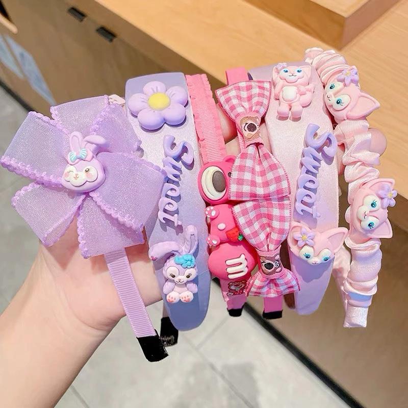 Set 3 Băng Đô Cài Tóc Vải Nhiều Màu Họa Tiết Hoạt Hình Dễ Thương Cho Bé Phong Cách Hàn Quốc Empoli