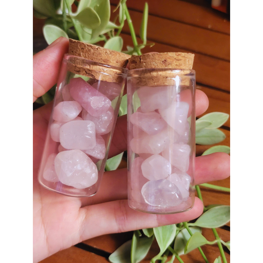 Combo 2 Lọ đá thạch anh hồng quà tặng trang trí phong thủy trợ duyên, bình an, may mắn hạnh phúc
