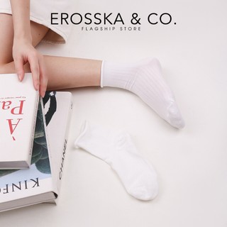 Erosska - Tất cổ cao, vớ cotton nữ trơn kiểu dáng basic, chất liệu thoáng khí màu trắng