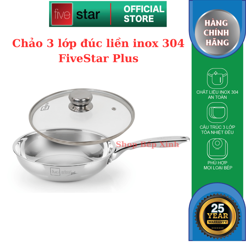 Ảnh Chảo Inox 304 Đúc Liền Khối 3 lớp Fivestar Plus Bảo Hành 25 Năm Dùng Được Nhiều Loại Bếp 1