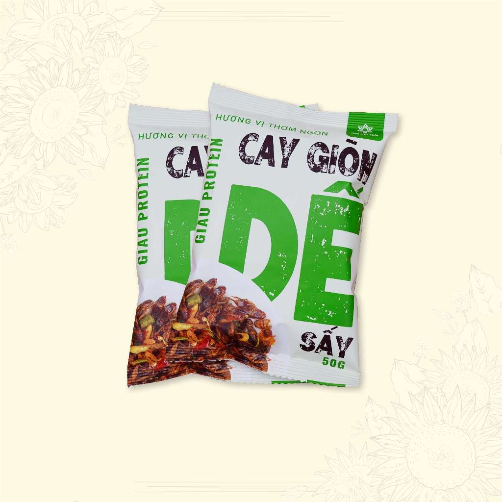 Dế Mèn, Dế Thái Vàng, Dế Sấy Cay Giòn Mồi Nhậu, Món Nhậu - Crispy Spicy Dried Crickets – High Protein Snack