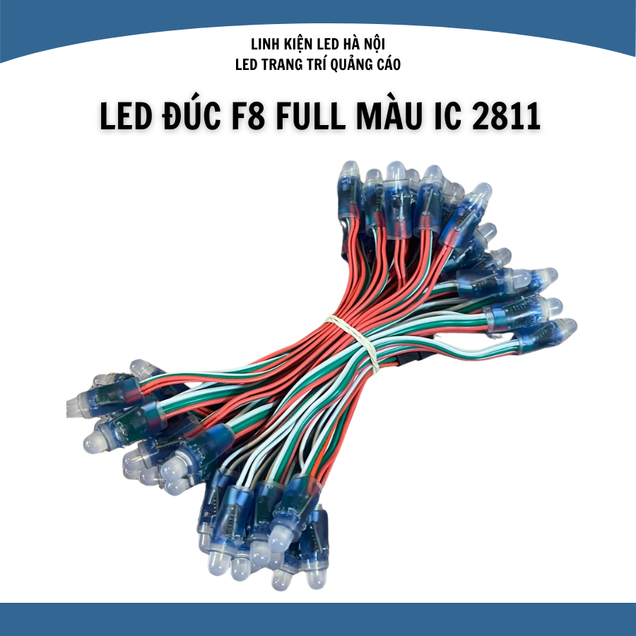 [GIÁ RẺ] Led full màu F8 đế 12mm IC 2811 dây dài, dây 50 bóng | Shopee ...