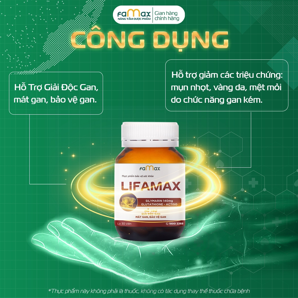 Ảnh Thải độc gan Lifamax giúp giải độc gan, mát gan, phục hồi chức năng gan (hộp 30 viên) 1