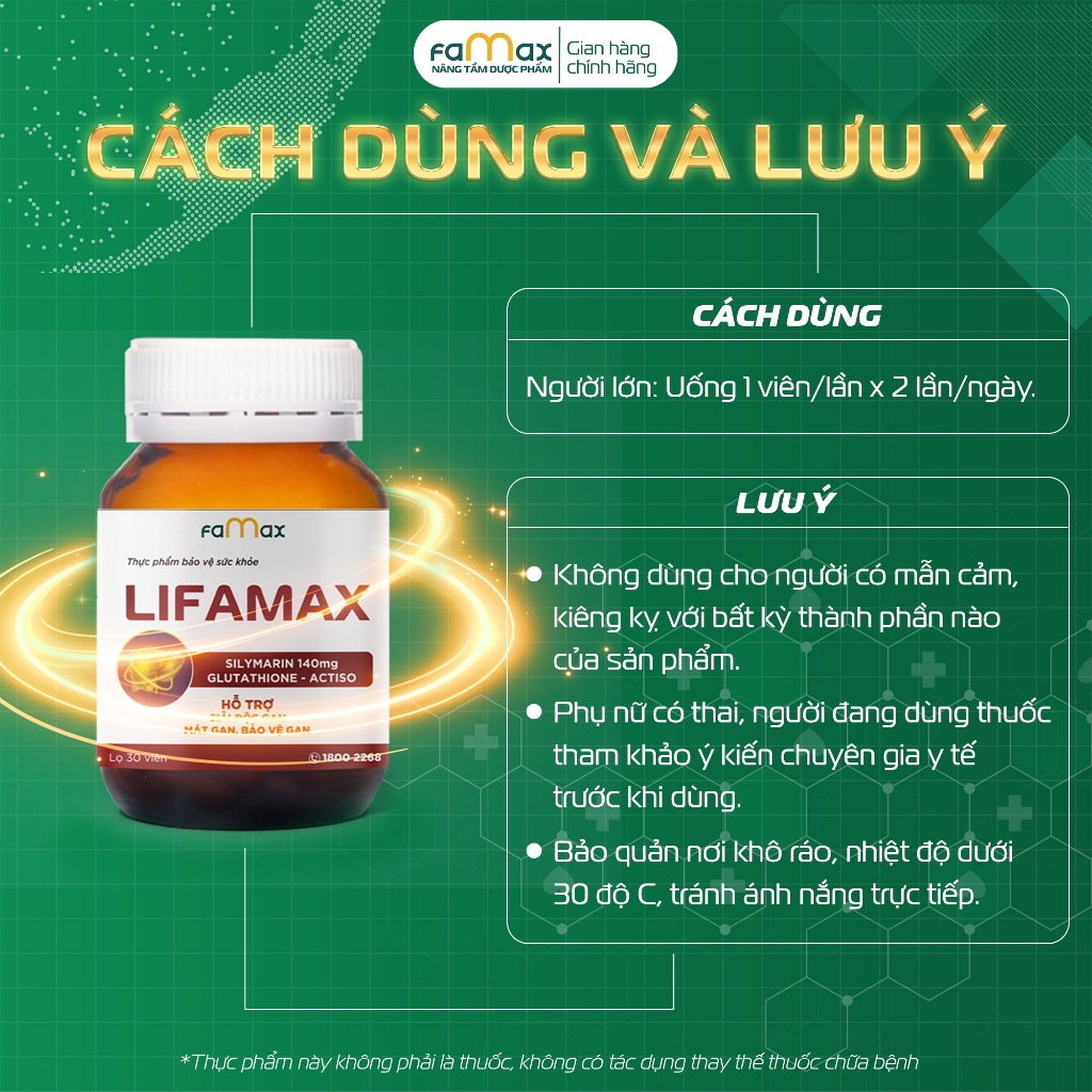 Ảnh Thải độc gan Lifamax giúp giải độc gan, mát gan, phục hồi chức năng gan (hộp 30 viên) 2