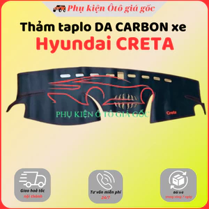Thảm taplo da xe Hyundai Creta 2022 - 2024, 2025 vân DA CARBON màu đen cao cấp chống nắng nóng hiệu quả