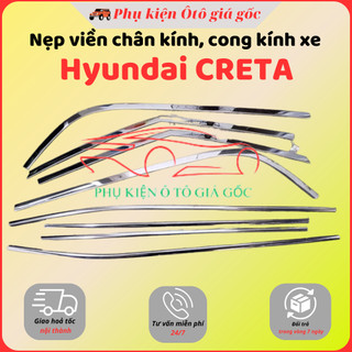 Nẹp viền chân kính, cong kính xe Hyundai Creta 2022, 2023, 2024, 2025 INOX 304 cao cấp, sáng bóng