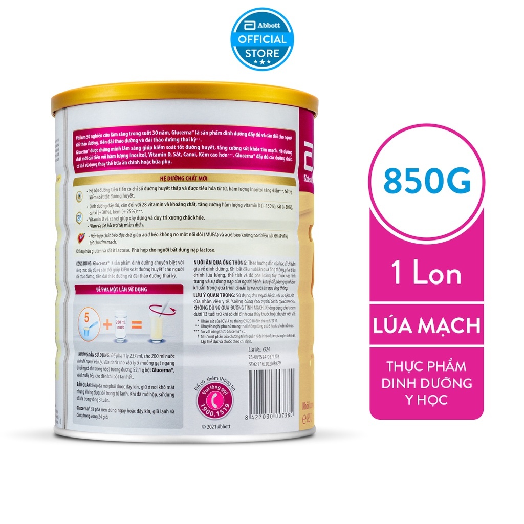 Ảnh Glucerna Lúa mạch 850g 1
