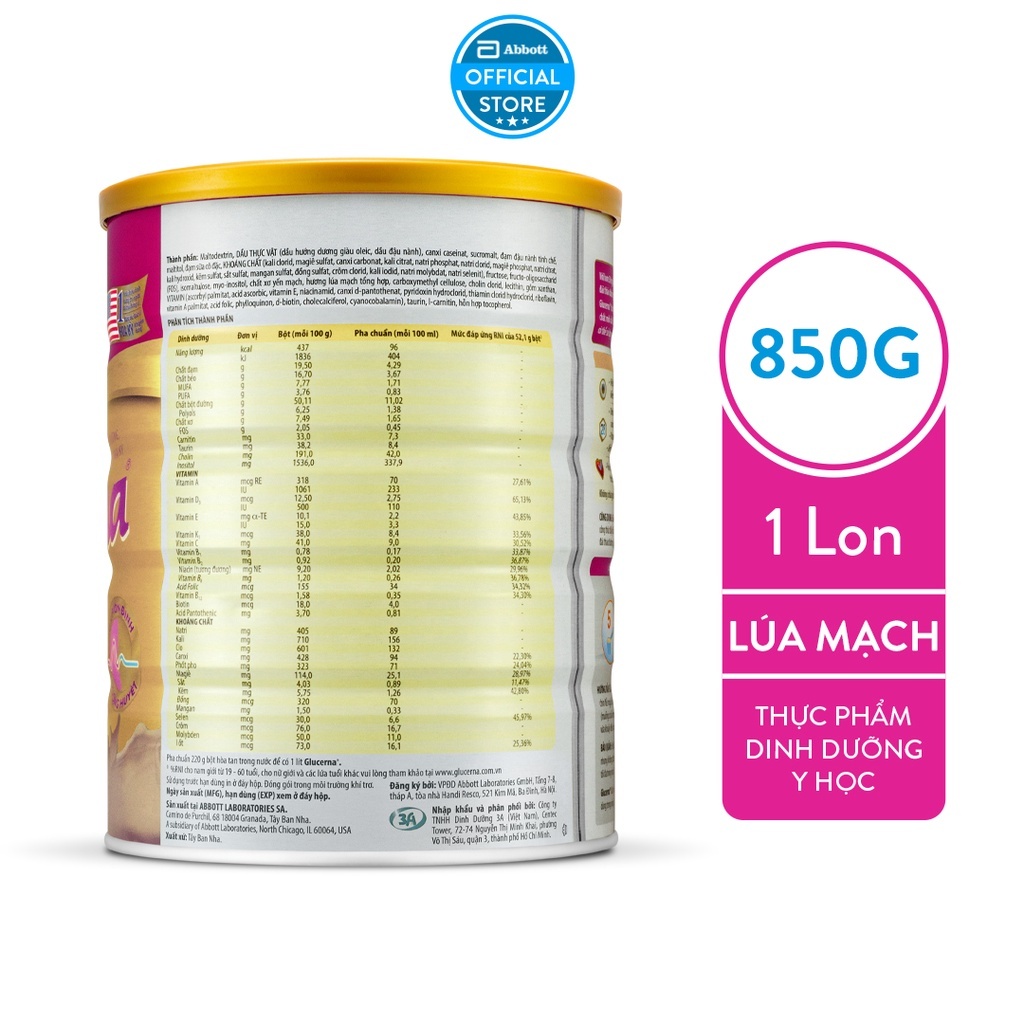 Ảnh Glucerna Lúa mạch 850g 2