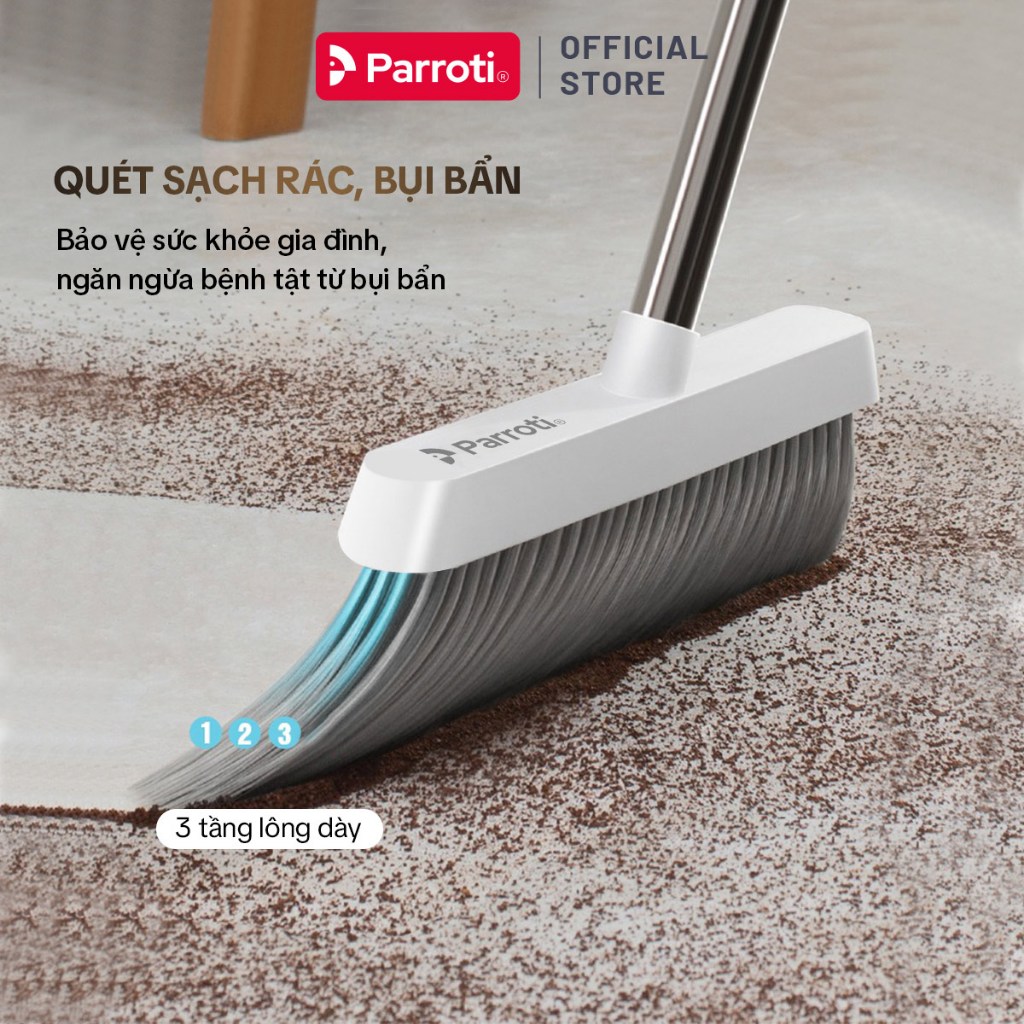 Ảnh Chổi Quét Nhà Thông Minh Gấp Gọn, Kèm Hót Rác Lấy Được Tóc Dễ Dàng Parroti Broom - BM01 4