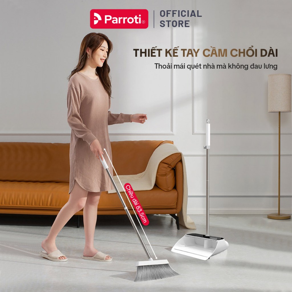 Ảnh Chổi Quét Nhà Thông Minh Gấp Gọn, Kèm Hót Rác Lấy Được Tóc Dễ Dàng Parroti Broom - BM01 3