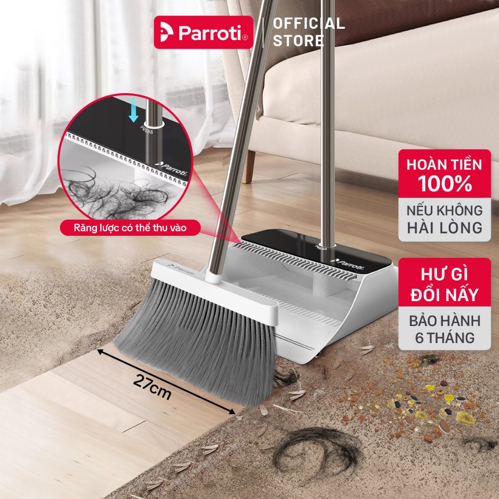 Đánh Giá Chổi Quét Nhà Thông Minh Parroti BM01 Kèm Hót Rác Lấy Tóc
