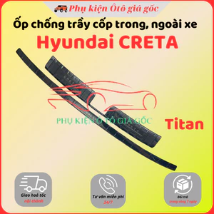 Ốp chống trầy cốp trong, ngoài xe Hyundai Creta 2022, 2023, 2024, 2025 vân TITAN phay xước cao cấp
