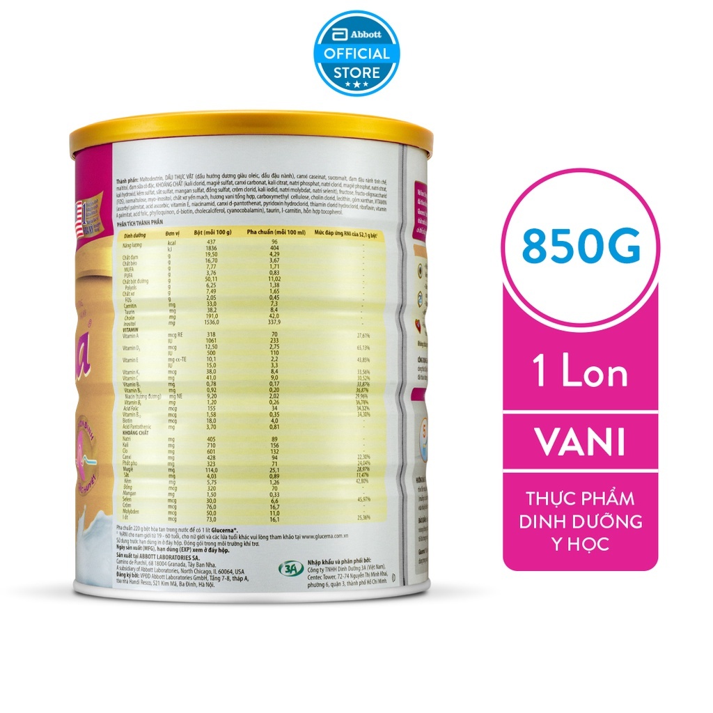 Ảnh Sữa bột dành cho người bị tiểu đường Glucerna Abbott 850g 3