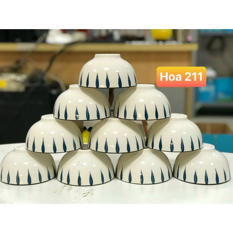 Bộ bát cơm 10 chén hình hoa phong cách Hàn Quốc