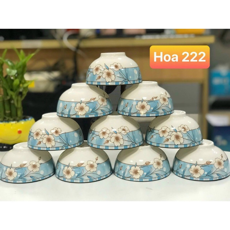 Bộ bát cơm 10 chén hình hoa phong cách Hàn Quốc