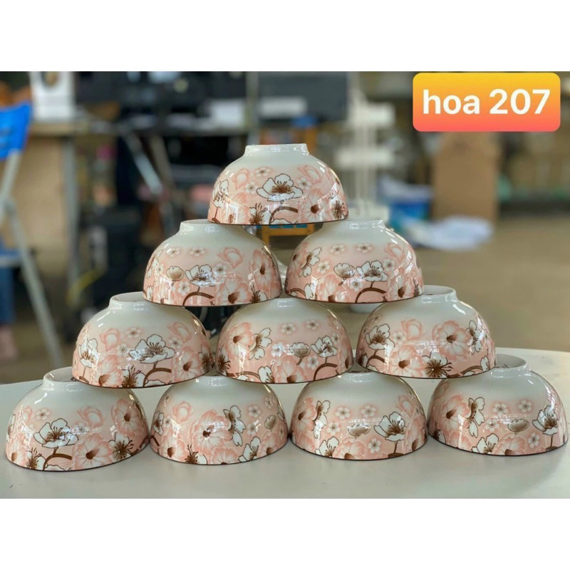 Bộ bát cơm 10 chén hình hoa phong cách Hàn Quốc