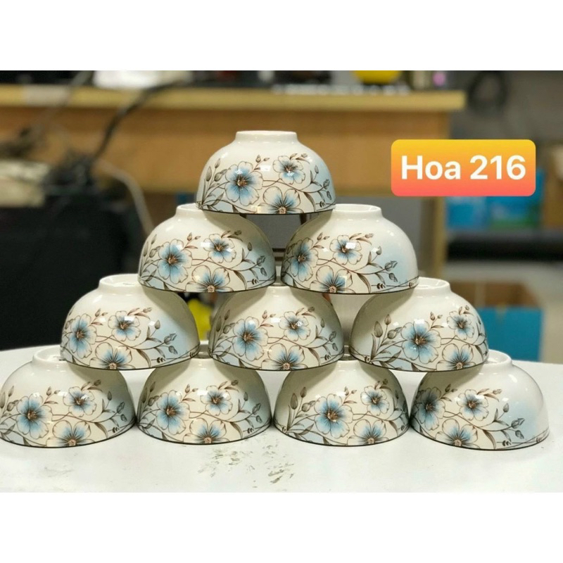 Bộ bát cơm 10 chén hình hoa phong cách Hàn Quốc