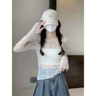Áo ren lưới CỔ tròn Lệch Vạt ĐÍNH ĐÁ LẤP LÁNH ANG Kèm hai dây Mỏng Sexy