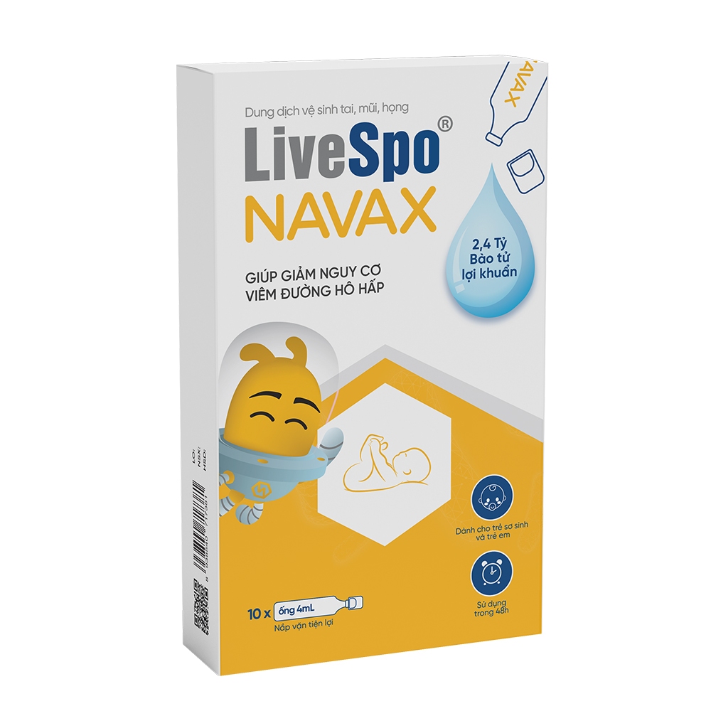 Ảnh Nhỏ mũi, họng cho trẻ em giúp giảm nghẹt mũi, viêm mũi LiveSpo Navax sơ sinh - Hộp 10 ống x 4ml 2