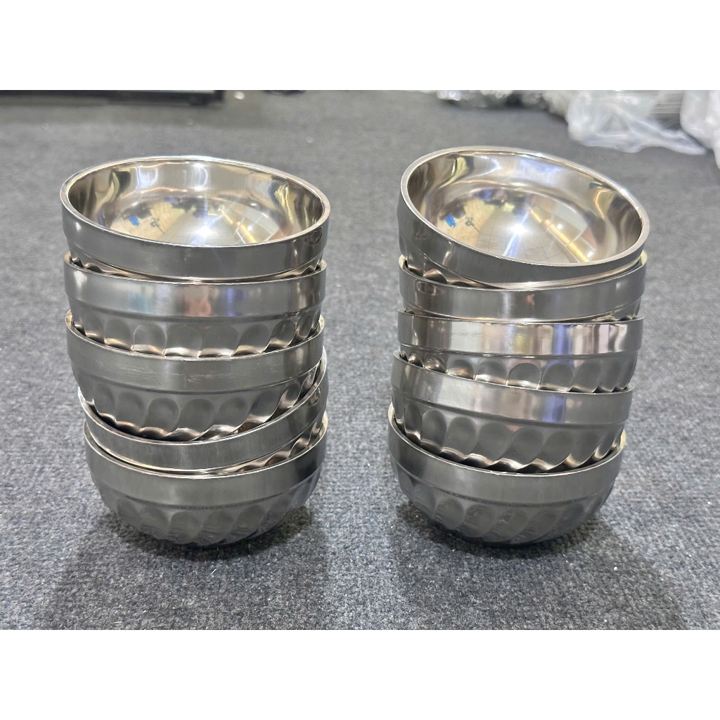 Combo 10 Tô Chén Inox Cao Cấp Delio Có 2 Lớp Cách Nhiệt Chống Nóng Kiểu Dáng Hàn Quốc