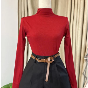 Áo len thun tăm dáng ôm cổ 3 phân, áo nữ cao cổ dài tay trơn basic A985 KYMIE