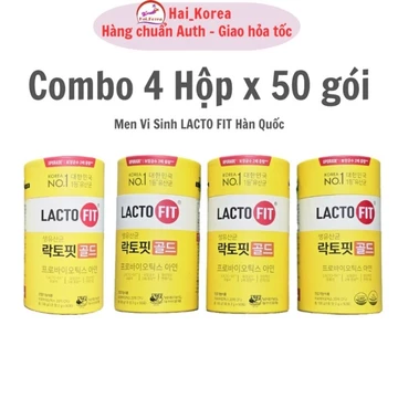 Combo 4 Hộp 50 gói Men Vi Sinh Lacto - Fit Gold Men tiêu hóa Lacto fit hàng đầu Hàn Quốc