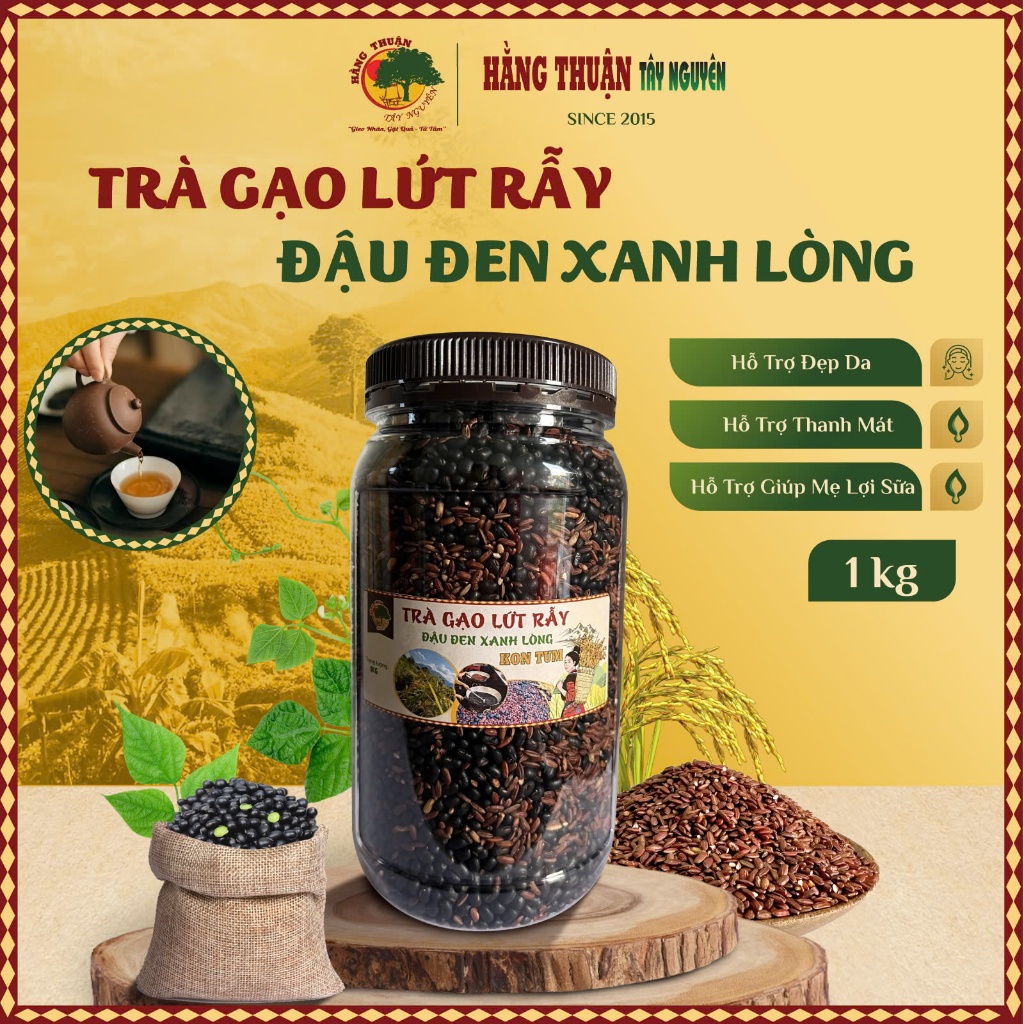 Trà Gạo Lứt Rẫy Đậu Đen Xanh Lòng Hằng Thuận Tây Nguyên, Lợi Mát Sữa, Thanh Nhiệt