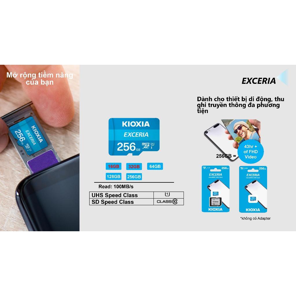 Thẻ nhớ MicroSD KIOXIA 128Gb / 64Gb /32Gb CL10 U1 đọc 100mb/s Exceria / Exceria G2 - Bảo hành 5 Năm