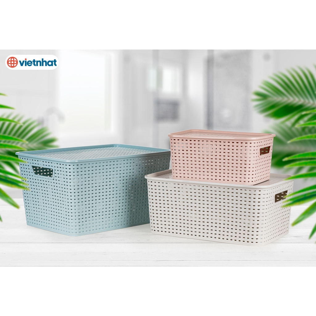 Rổ Nắp Chữ Nhật 3 Size, Rổ Đựng Đồ Sắp Xếp Nhà Cửa Tiện Lợi Chính Hãng Việt Nhật