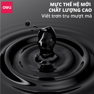 Bút Bi Nước Mực Gel Bấm Deli 0.5mm Đệm Tay Siêu Êm Ái Nhanh Khô Viết Đều Nhiều Mực Có Ngòi Thay Thế