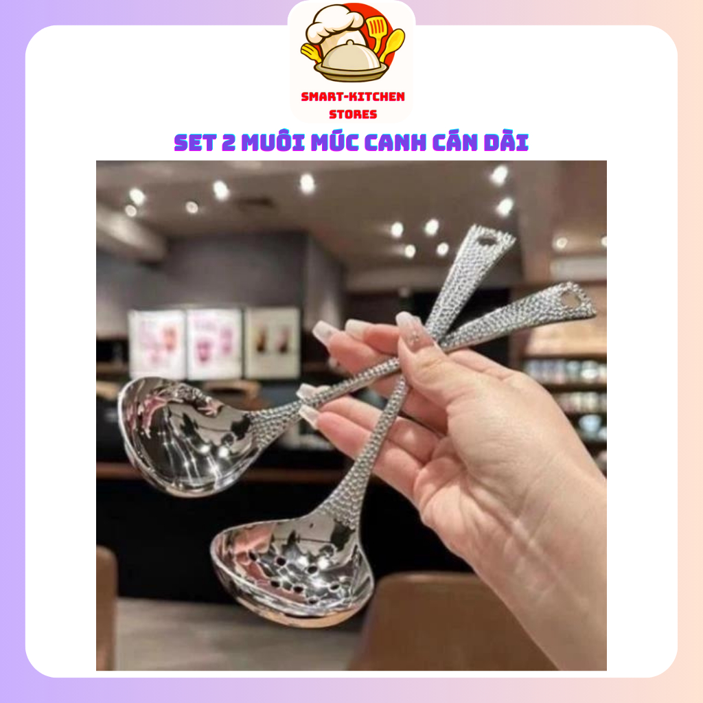 Set 2 Muôi Múc Canh Inox Cán Dài, Bộ Thìa Canh Thìa Lỗ Inox Không Gỉ ...