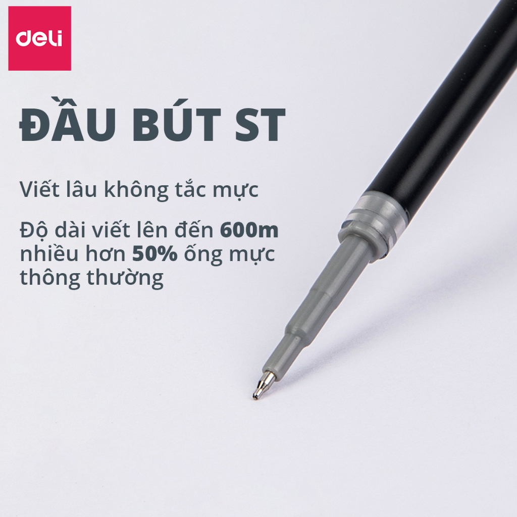 [NGÒI ST NHANH KHÔ] Combo 10 20 Ruột Bút Gel Deli Nhanh Khô Ngòi 0.5mm Dùng Cho Bút Bi Nước Bấm Đầu A575/A057B/S60