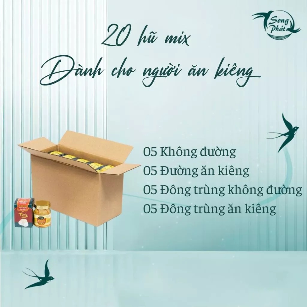 Thùng 20 hũ biếu tặng tổ yến chưng Mix vị Song Phát tăng cường hồi phục sức khỏe nhanh chóng 70ml