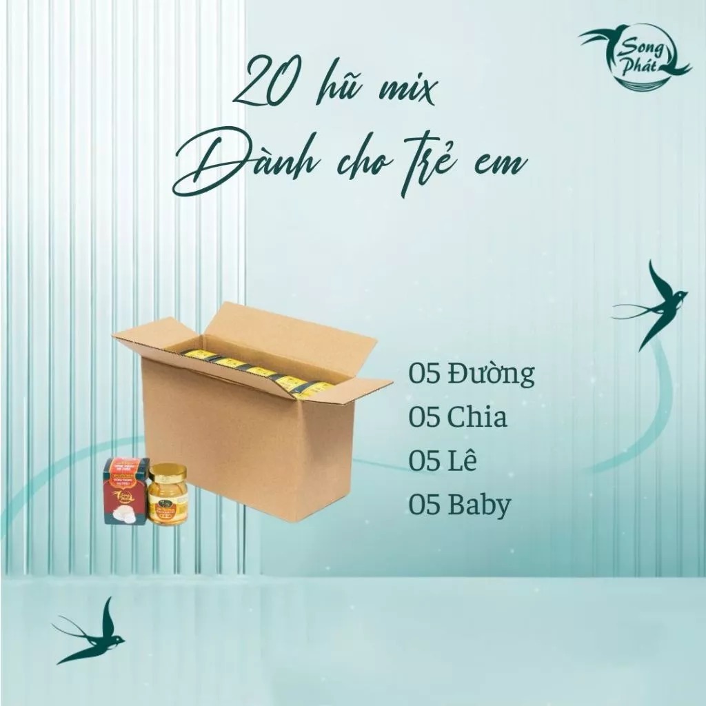 Thùng 20 hũ biếu tặng tổ yến chưng Mix vị Song Phát tăng cường hồi phục sức khỏe nhanh chóng 70ml