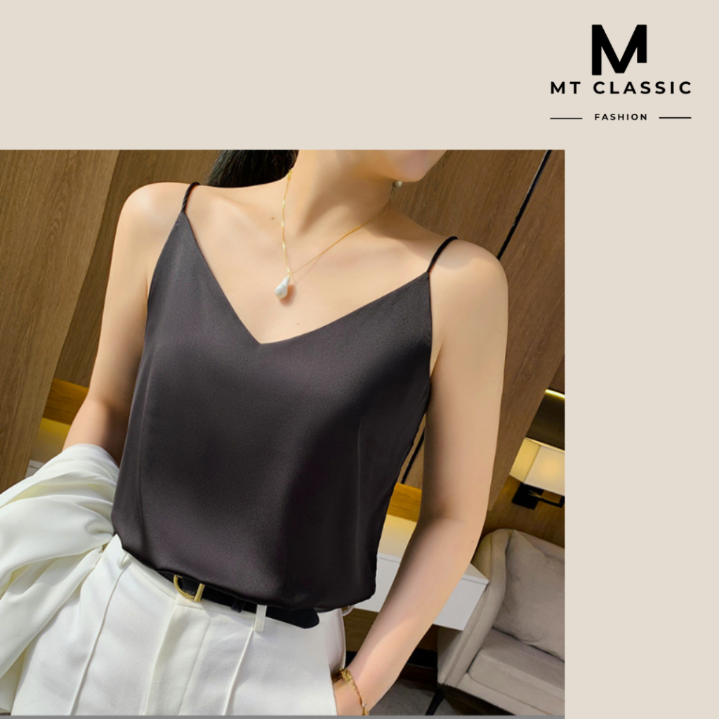 ( HỎA TỐC HCM) Áo 2 dây cao cấp, áo vải lụa latin cao cấp mặc kèm blazer, chất vải mềm mịn, không nhăn - MT CLASSIC