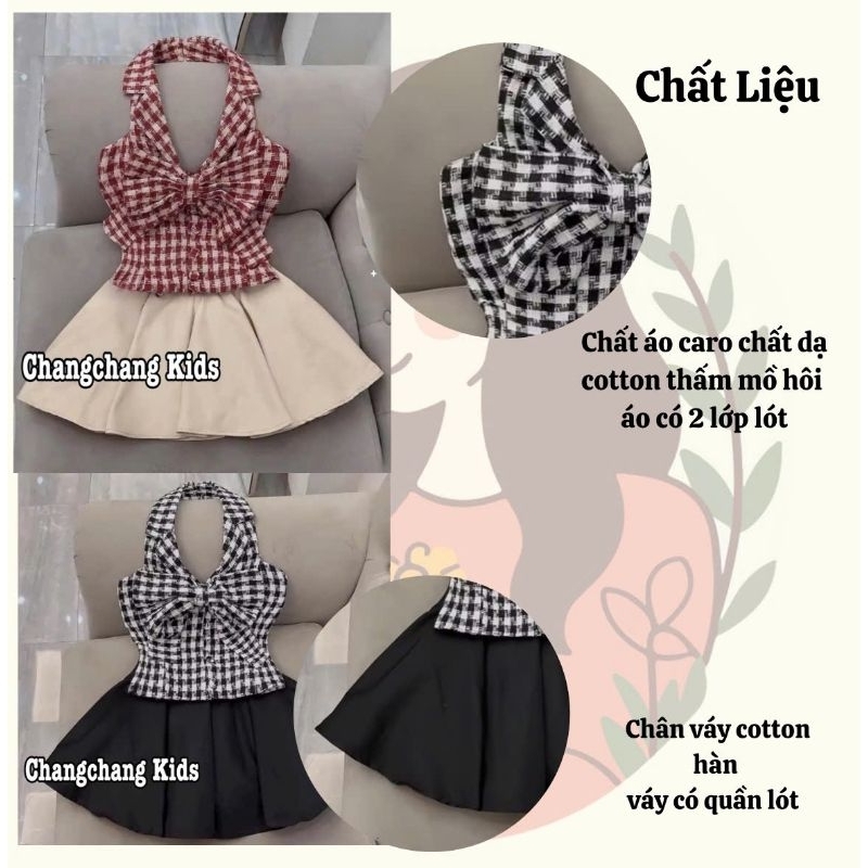 Bộ áo yếm chân váy bé gái vải mềm có lót quần áo thun sa lưng mặc dễ chịu cho mẹ và bé 3,4,5,6,7,8,9,10,12,13,14,15 tuổi
