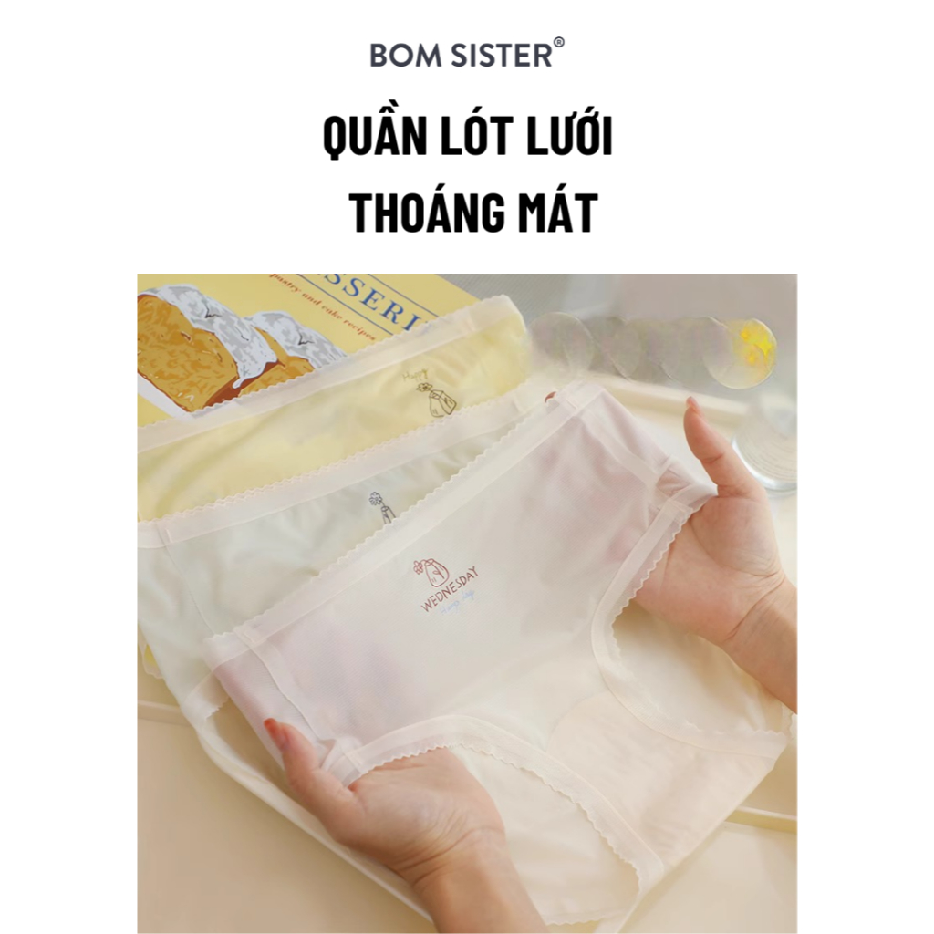 Ảnh Combo 5 ngày quần lót thun co giãn màu trơn, đáy may hai lớp, các ngày trong tuần BOM SISTER Q3674 1