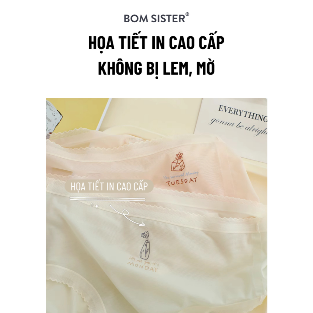 Ảnh Combo 5 ngày quần lót thun co giãn màu trơn, đáy may hai lớp, các ngày trong tuần BOM SISTER Q3674 2