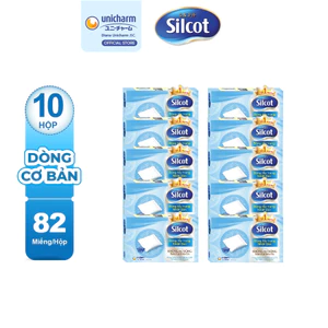 Bộ 10 hộp Bông trang điểm (bông tẩy trang) Silcot 82 miếng/hộp