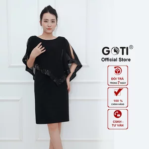 GOTI Quà Tặng Mẹ Trung Niên U40 U50 - Đầm Ôm Quý Bà Phối Voan Kim Sa Sang Trọng Nhiều Màu Đẹp 373