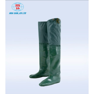 Ủng cấy 2 lớp đế MỀM Hoa San, ủng lội nước, ủng lao động, đi mưa buộc đến đùi