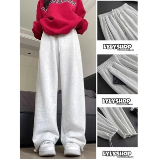 Quần NỈ ống rộng Unisex quần dài cạp chun có dây rút điều chỉnh eo vải co dãn dày dặn mặc 4 mùa